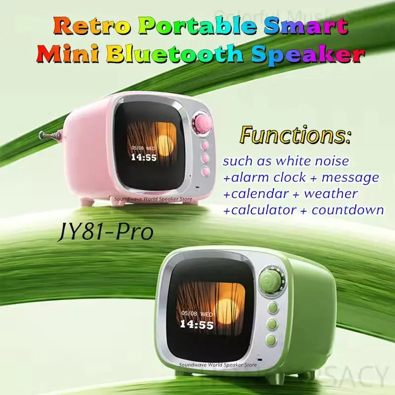 Desktop retro smart Bluetooth speaker with HIFI sound quality and alarm function Lyrics desktop weather ultra long standby - Bear Hugs