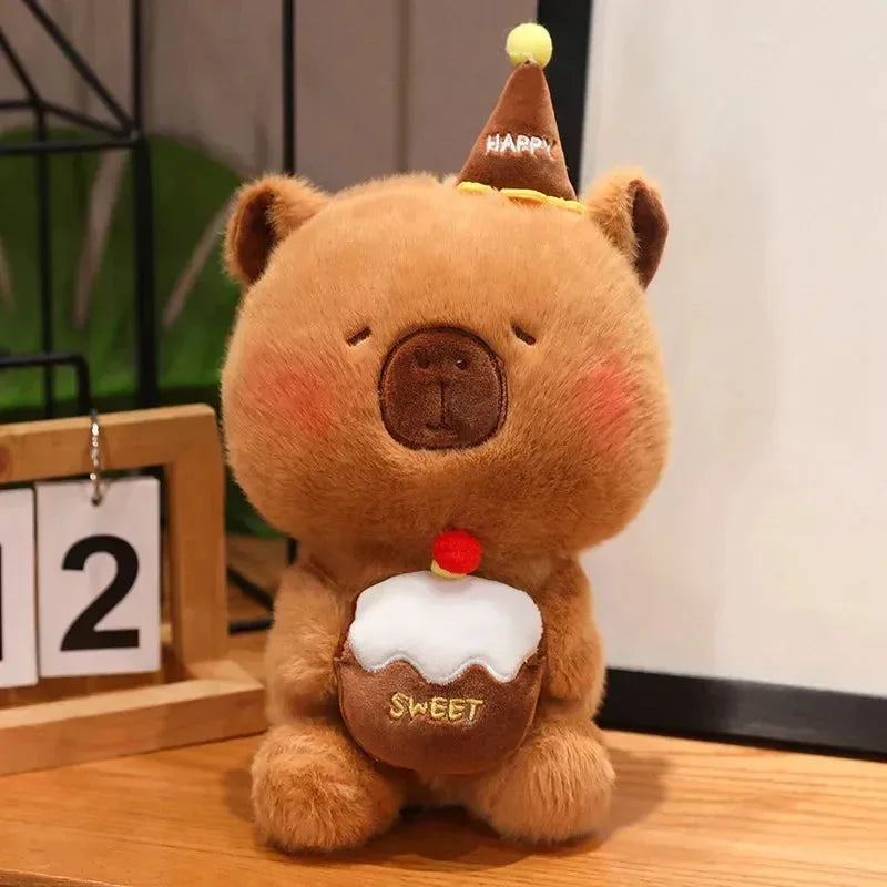 Capybara & Bear Birthday Cake Plushies (22 cm)