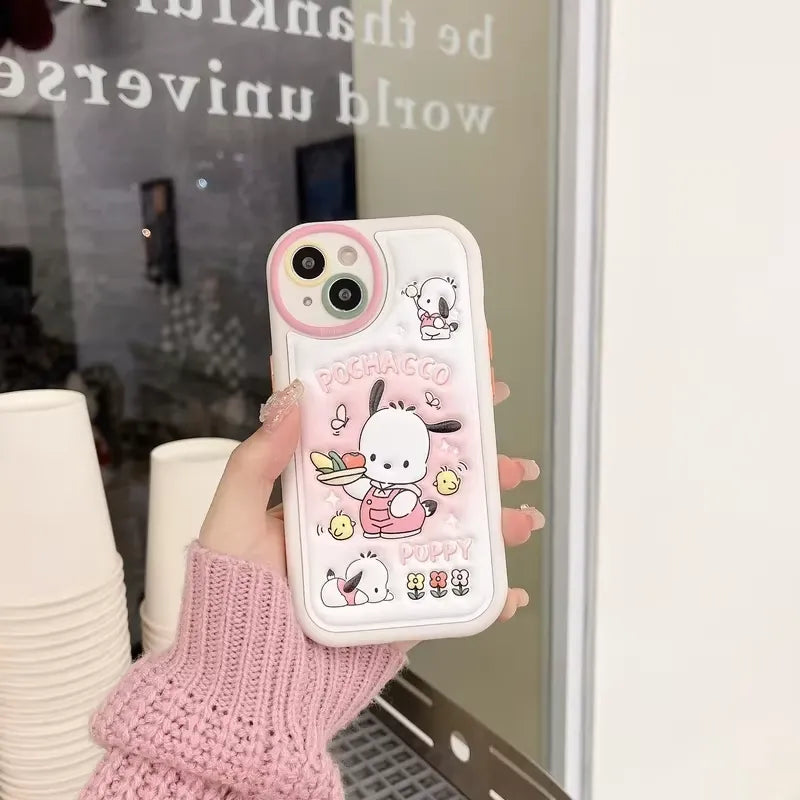 Pochacco Embossed Leather Phone Case (For iPhones)