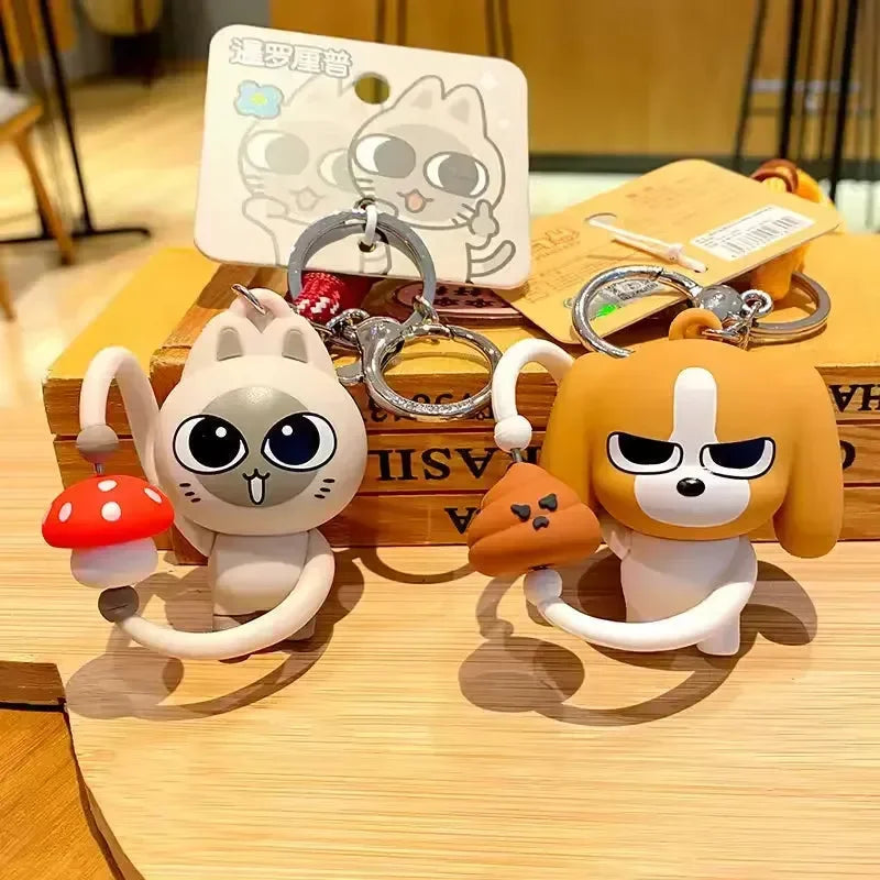 Whimsical Spinners Cat & Dog Keychain