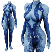 Game Halo Cosplay Halo Girl Cortana Costume Superhero 3D Printed Spandex Bodysuit Halloween Costume Carnival Party Adult Female - Bear Hugs