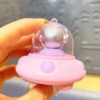 Astronaut Flying Saucer LED Keychain