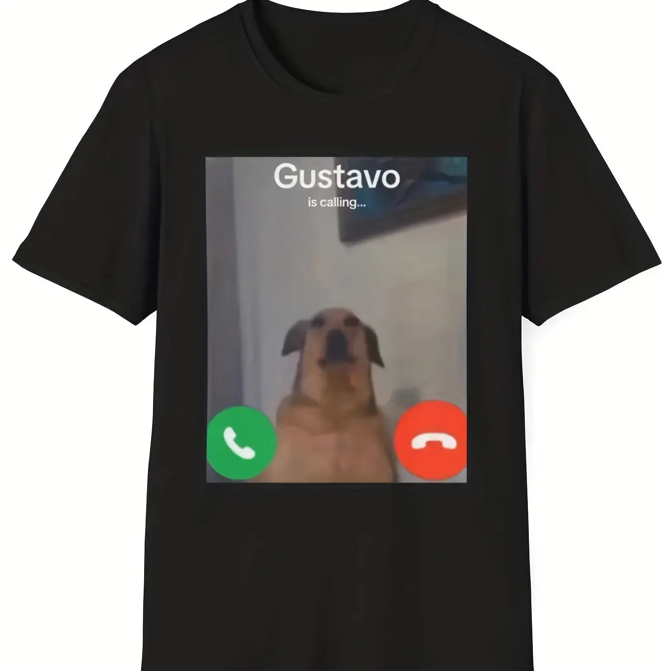 Gustavo The Dog's Funny Phone Call Graphic Printed T-Shirt Casual Short Sleeve Round Neck Women Tshirt Clothing - Bear Hugs