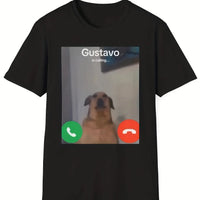 Gustavo The Dog's Funny Phone Call Graphic Printed T-Shirt Casual Short Sleeve Round Neck Women Tshirt Clothing - Bear Hugs