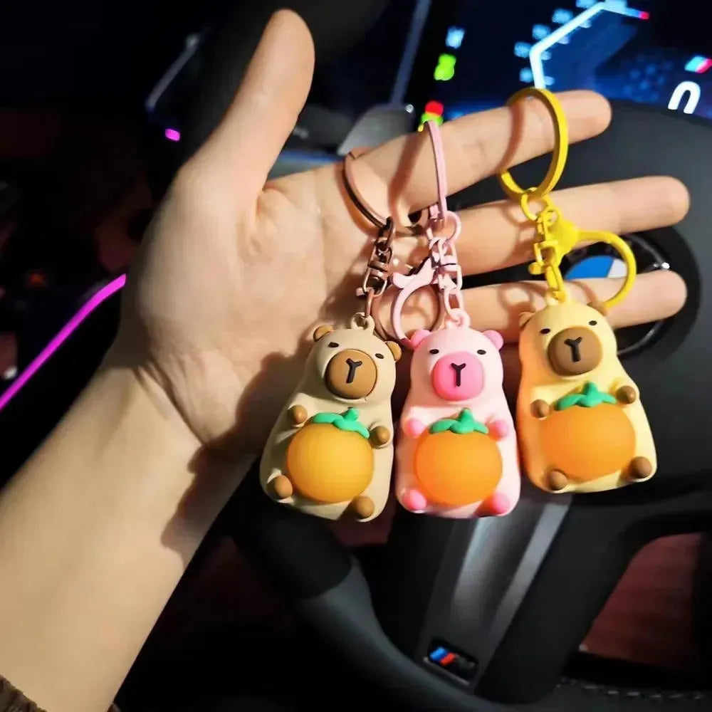 Capybara Citrus Spark Glow Keychain