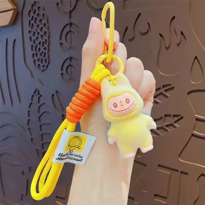 Standing Labubu Flocking Keychain