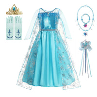 Girls Snow Queen Kids Costumes Girls Carnival Party Prom Gown Elsa Robe-Playing Children Clothing Princess Dress Birthday Dress - Bear Hugs