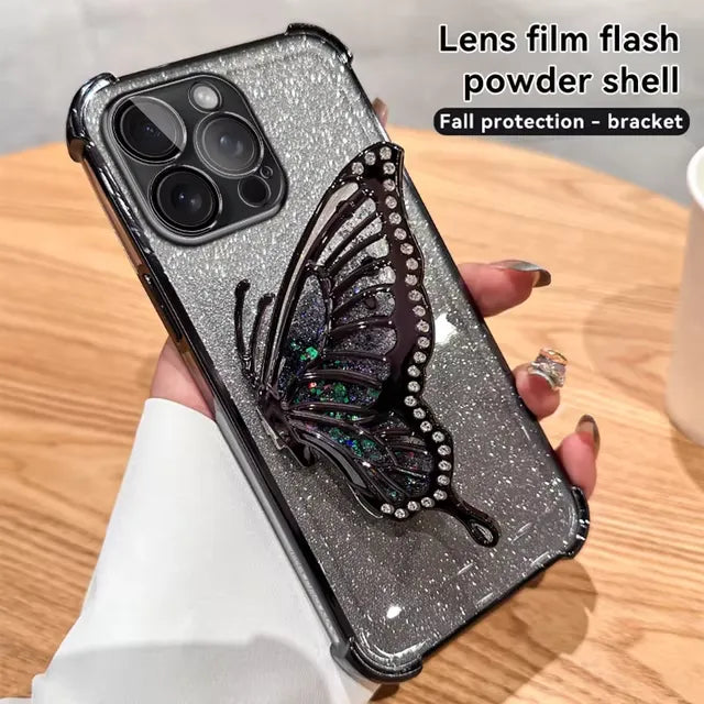 Glitter Butterfly Bracket Case (For iPhones)