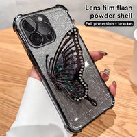 Glitter Butterfly Bracket Case (For iPhones)