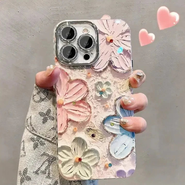 Luxury Flowers Glitter Case (For iPhones)