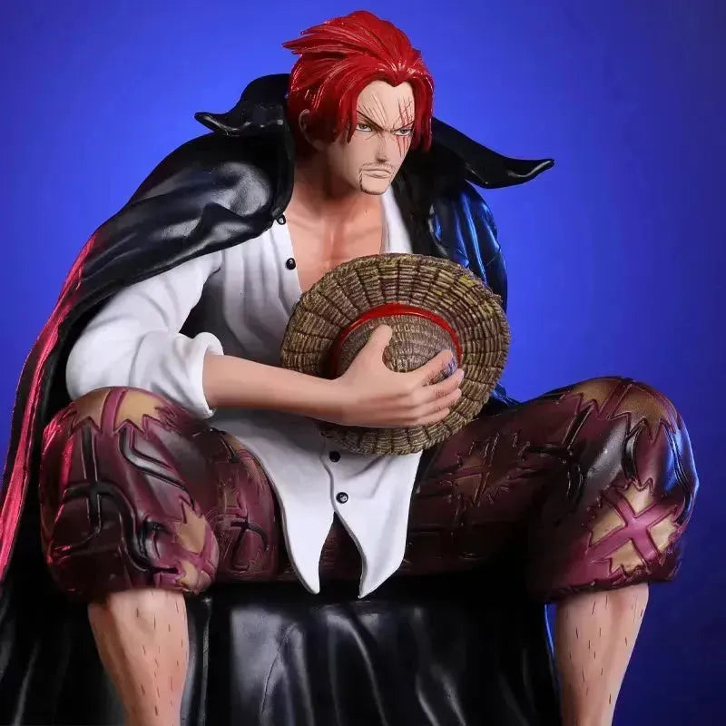 One Piece Red Hair Shanks Anime popular Figure LED Light Up Statue US Scale Figure 36 CM