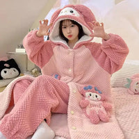 Thick Fleeced Cartoon Sanrio and Disney Pajama Set