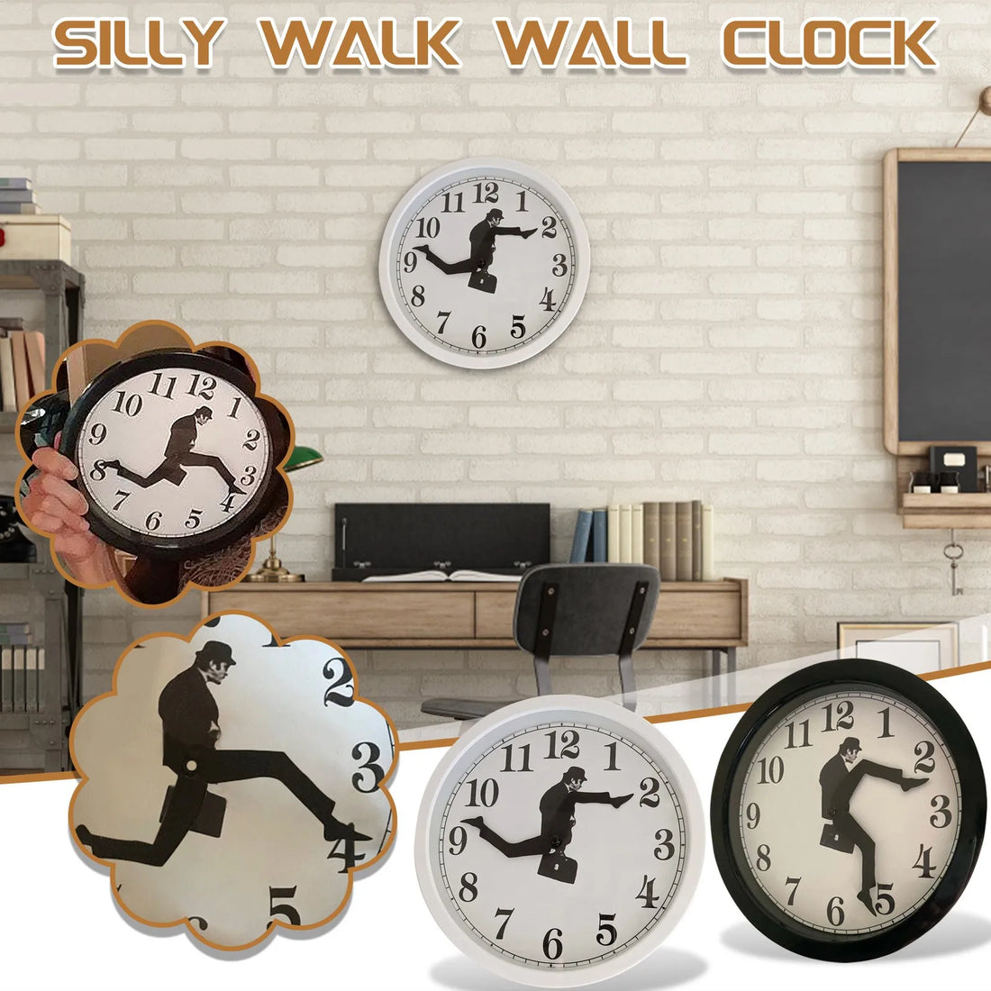 Monty Python inspired Silly Walk Wall Clock Creative Clock Walking Clock Silent Silent Clock Wall Art For Home Decor Wall Clock - Bear Hugs