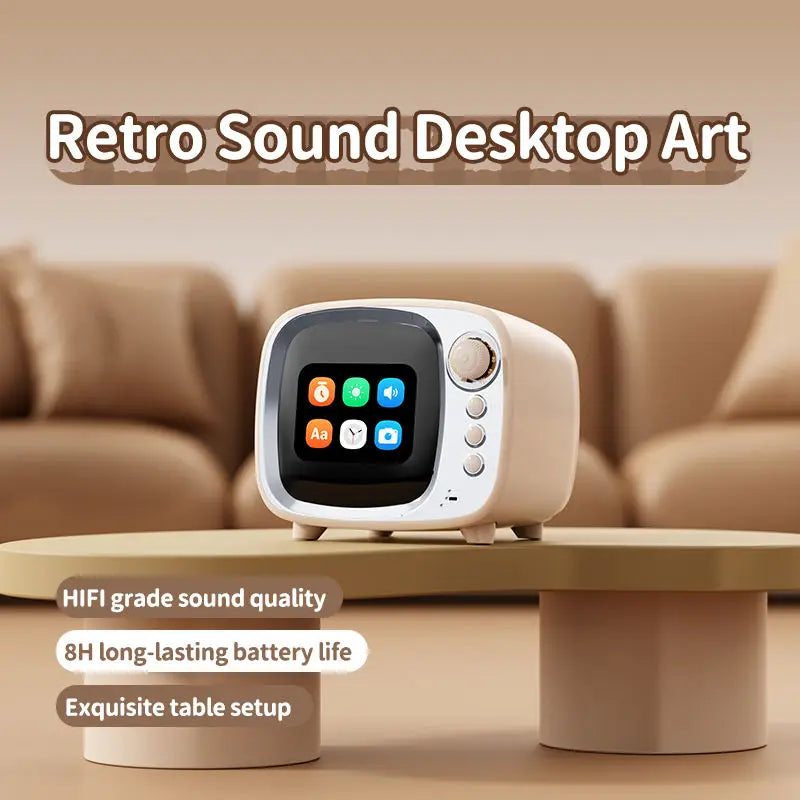 Desktop retro smart Bluetooth speaker with HIFI sound quality and alarm function Lyrics desktop weather ultra long standby - Bear Hugs
