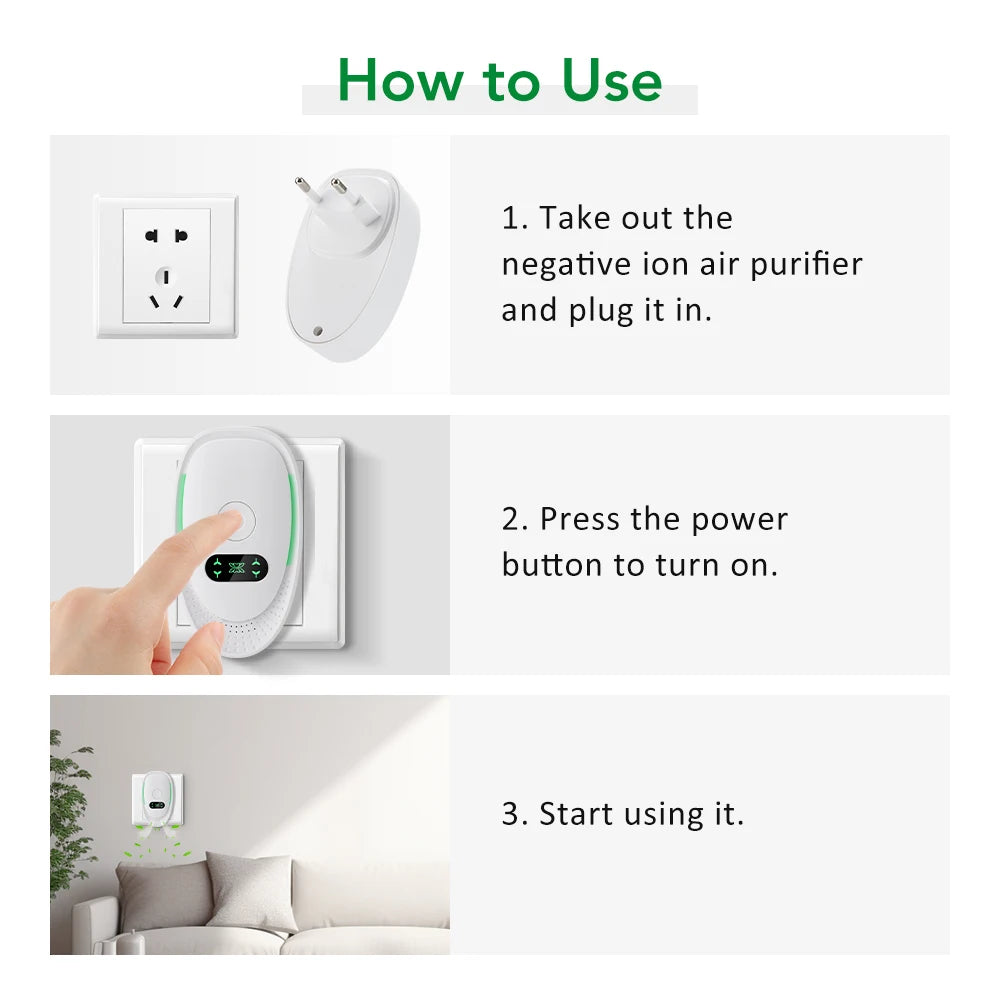 Plug-In Air Purifier Negative Ion Generator Mini Air Ionizer Dust Smoke Odor Remove For Home Bathroom Pet Air Cleaner Freshener - Bear Hugs