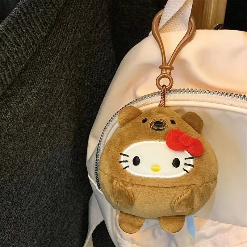 Cuddly Hello Kitty Plush Round Keychain