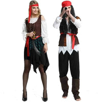 Pirates of the Caribbean Cosplay Captain Jack Sparrow Costume Men Women Female Male Female Carnival Halloween Sexy Set - Bear Hugs
