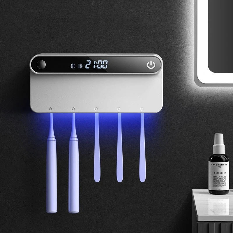 Smart UV Toothbrush Holder Sterilizer Toothpaste Squeezer Dispenser LED Displayed Timming Disinfection Bathroom Accessories Set - Bear Hugs
