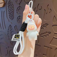 Standing Labubu Flocking Keychain