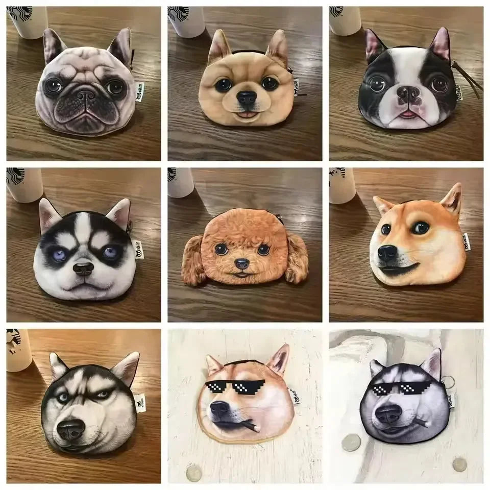 3D Realistic Dog Face Coin Purse