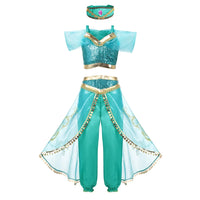 Jasmine Princess Dress Princess Dress Up Of Aladdin The Magic Lamp Costume Girls Birthday Party Halloween Fantasy Top Pants - Bear Hugs