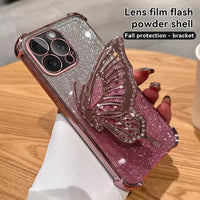 Glitter Butterfly Bracket Case (For iPhones)