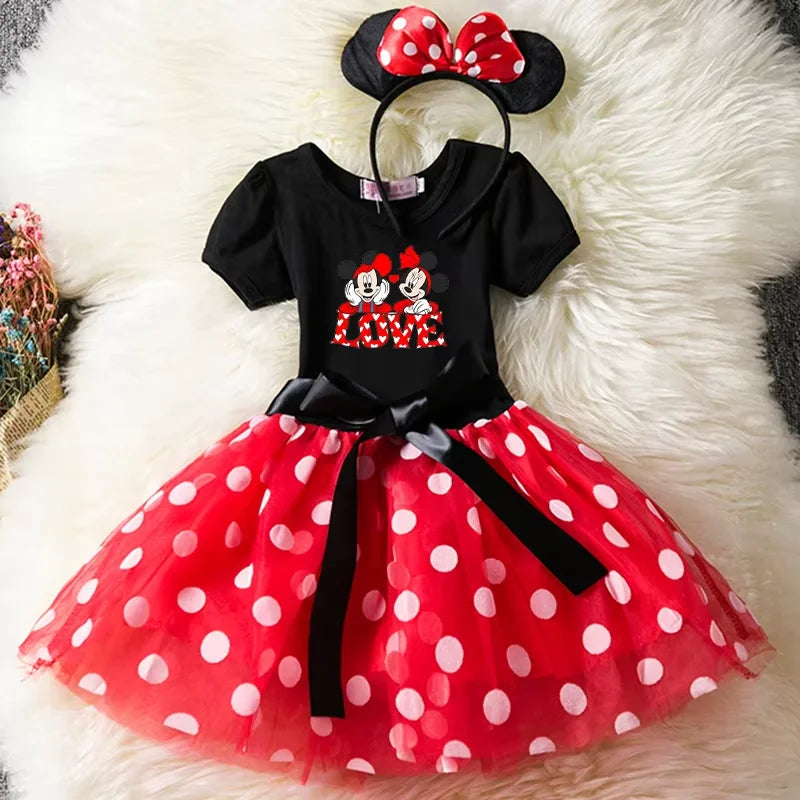 Mickey Minnie Mouse Baby Girls Cosplay Costume Kids Fancy Polka Dot Dress Princess Dress Children Birthday Party Clothing Gift - Bear Hugs