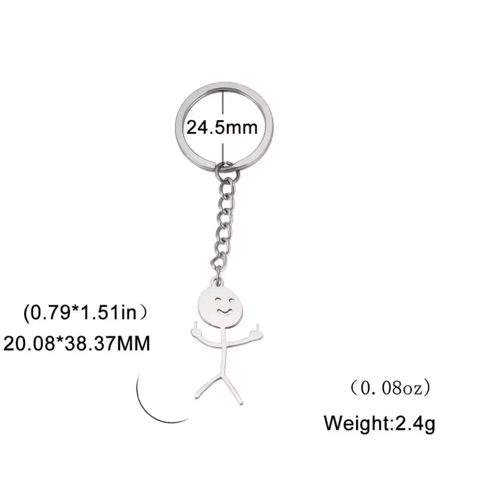 Finger Salute Doodle Stickman Keychain