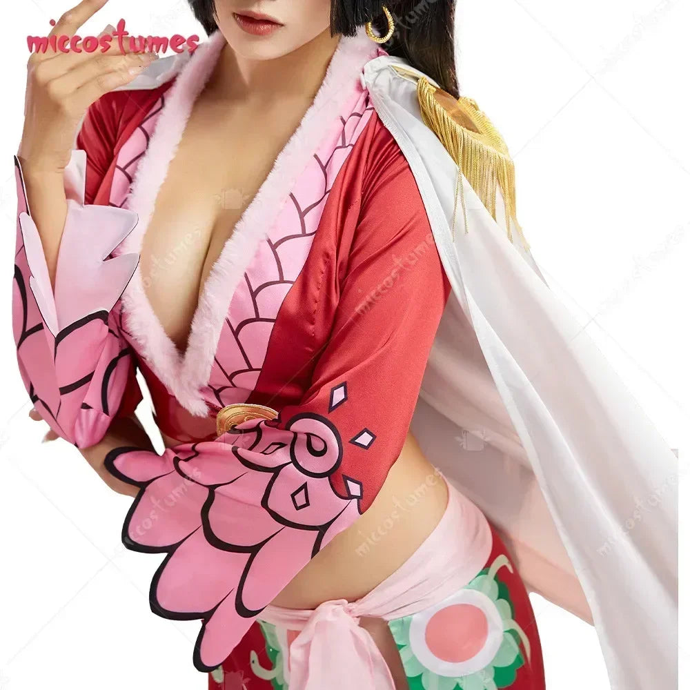 Miccostumes Women's Snake Princess Red Cosplay Costume Top Skirt With Cloak Set with Earings for Halloween Party - Bear Hugs