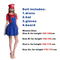 Game Super Plumber Bros Cosplay Costumes for Men Women Halloween Carnival Outfits Fancy Jumpsuit with Hat Mustache Gloves - Bear Hugs
