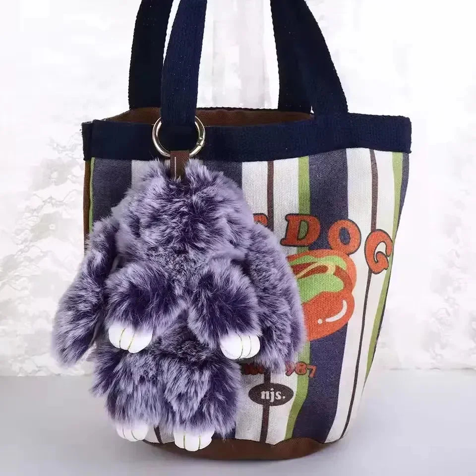 Porte-clés en peluche lapin ultra-fourrure 