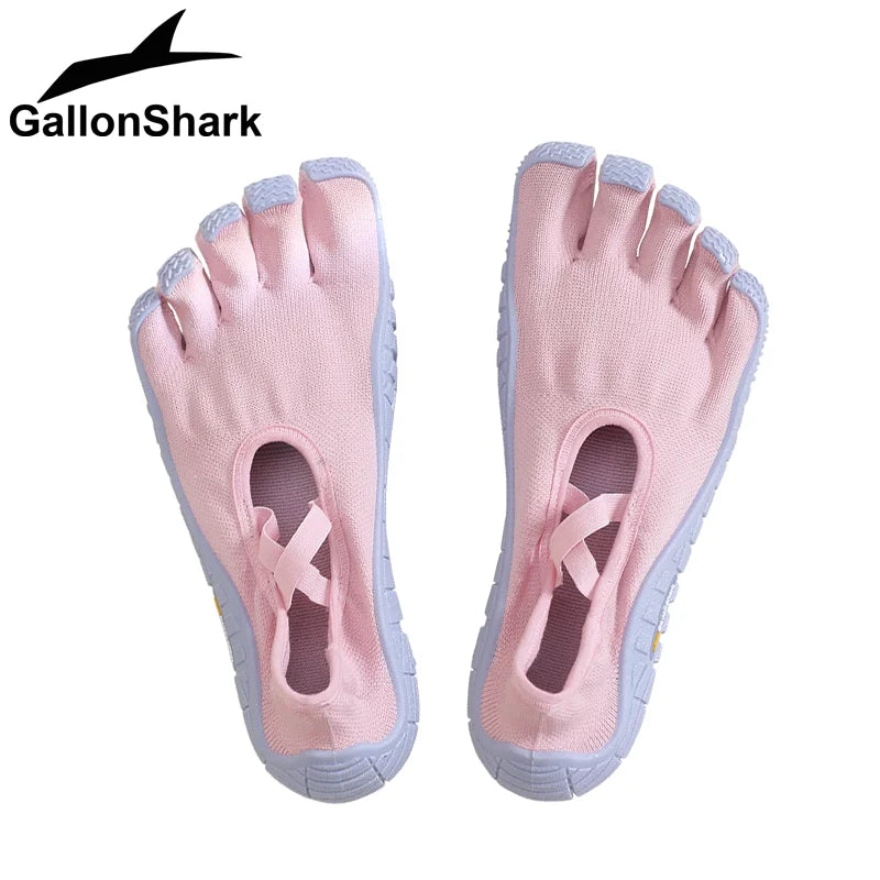 GallonShark Five-Finger Shoes, Breathable Elastic Strap Barefoot Shoes for Yoga, Pilates, Dance & Indoor/Outdoor Workout - Bear Hugs