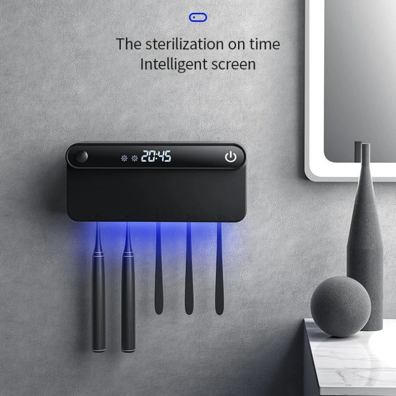 Smart UV Toothbrush Holder Sterilizer Toothpaste Squeezer Dispenser LED Displayed Timming Disinfection Bathroom Accessories Set - Bear Hugs