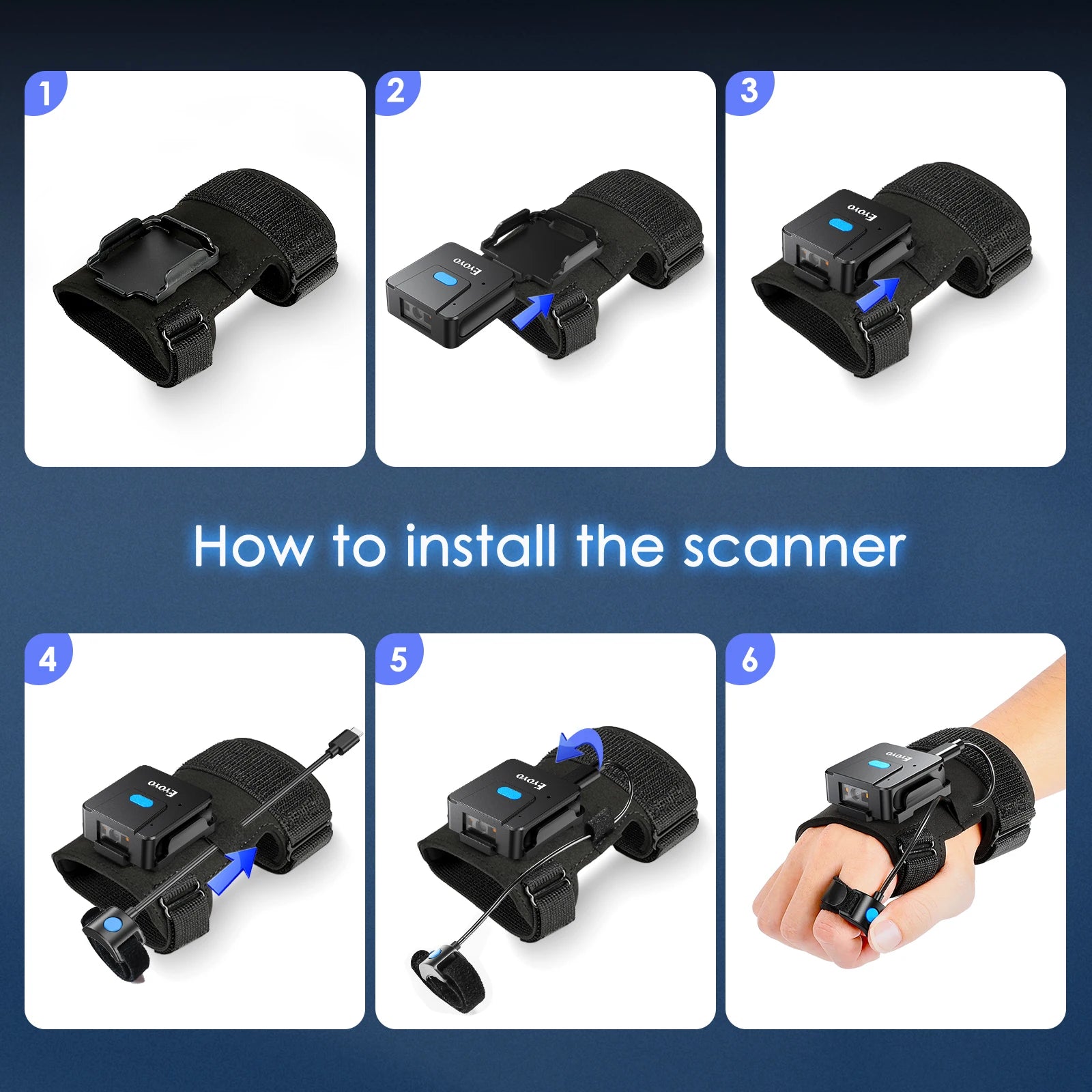 Eyoyo 2D Bluetooth Barcode Scanner Left&Right Hand Glove Wearable Scanner Patable 1D QR Finger Bar Code Reader Wireless Device - Bear Hugs