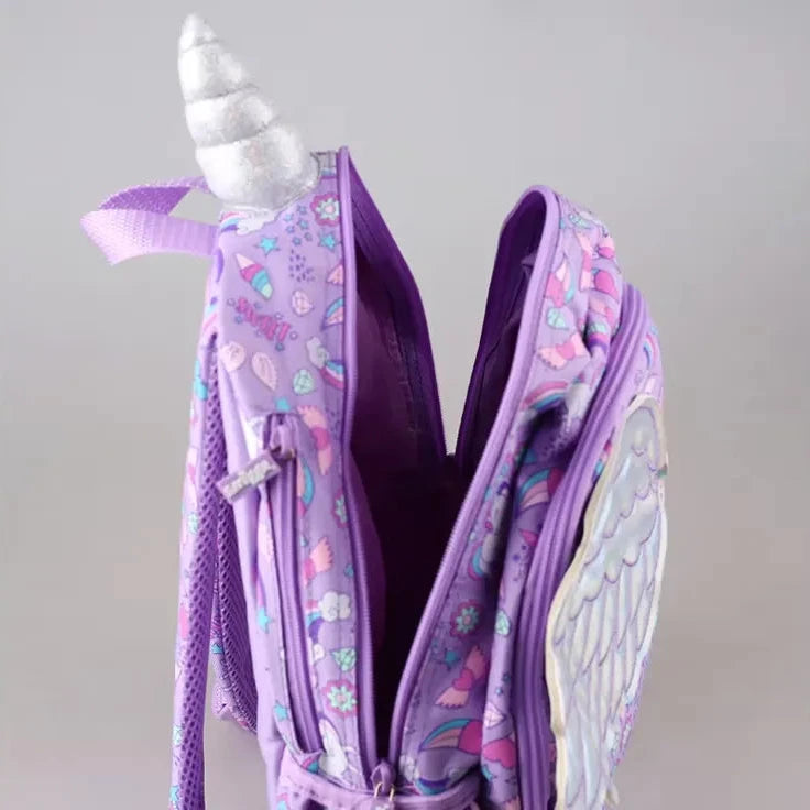 Smiggle Purple Unicorn Wing Shaped Backpack