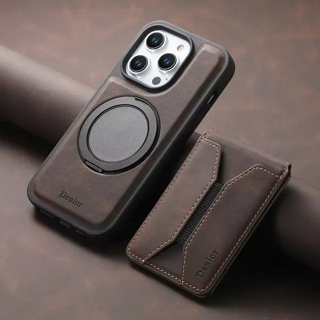 Solid Leather Wallet Phone Case (For iPhone)