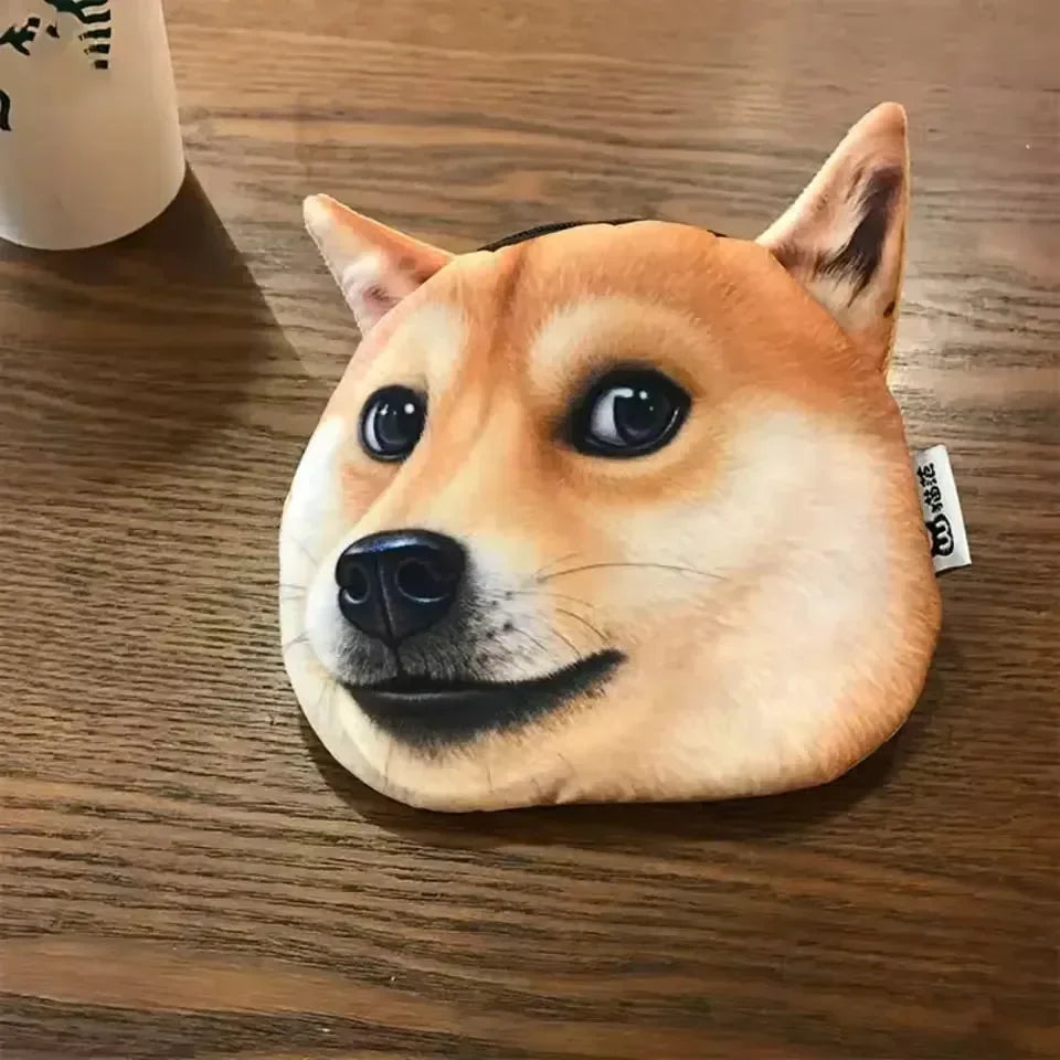 3D Realistic Dog Face Coin Purse
