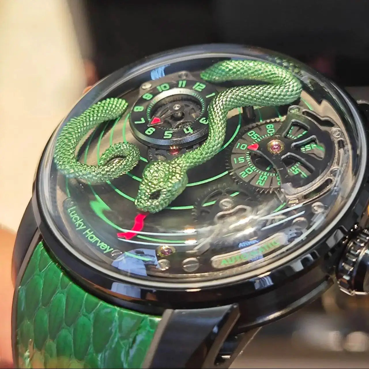 Lucky Harvey Funny Mechanical Watch Automatic Movement Watches for Men Snake Dial Synthetic Sapphire Waterproof 2024 New Model - Bear Hugs