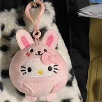 Cuddly Hello Kitty Plush Round Keychain