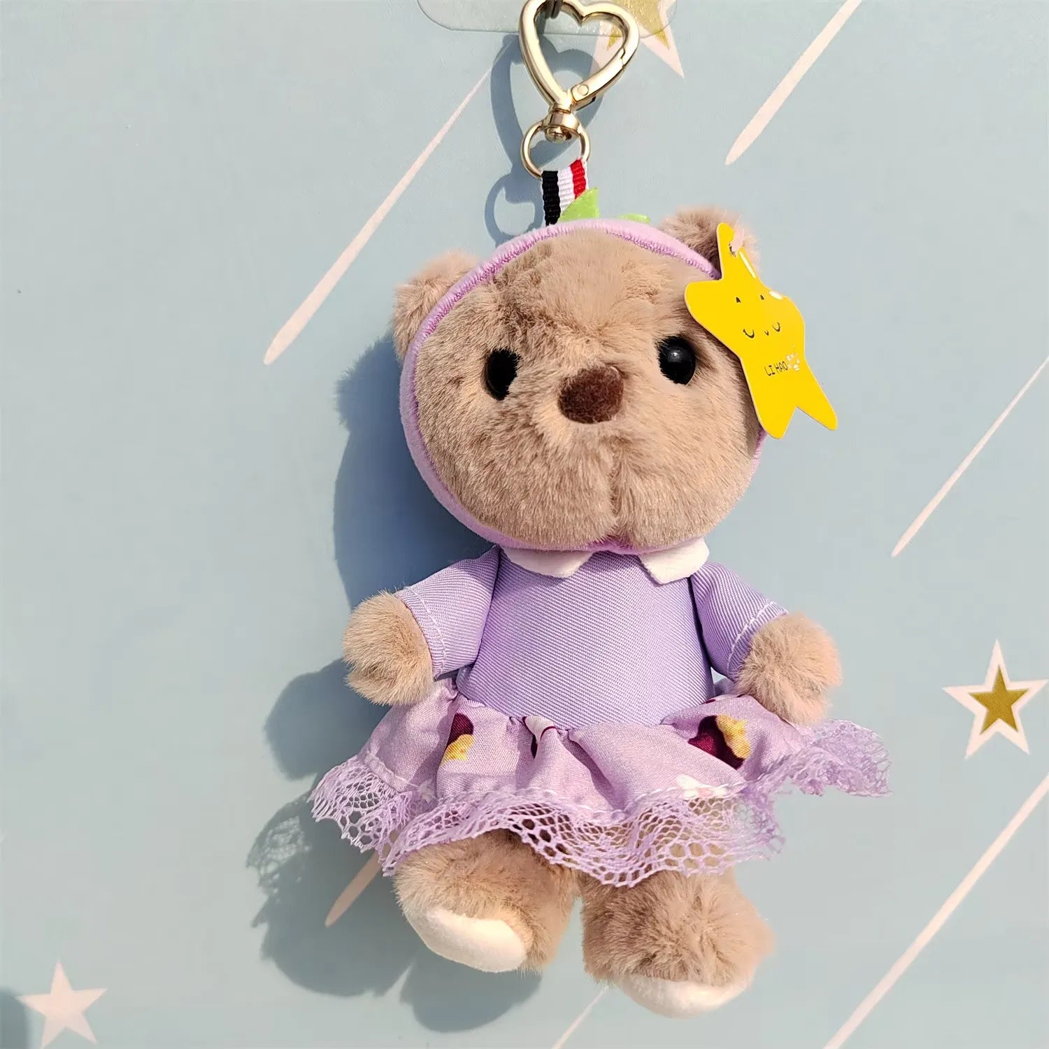 Cozy Frock Bear Plush Keychain