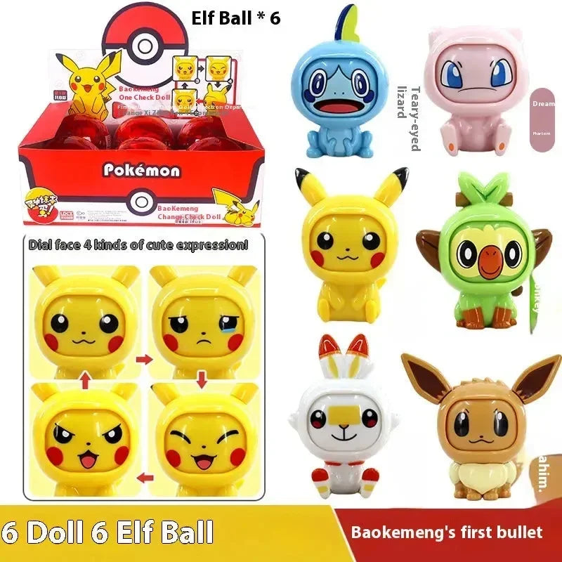 Pokimoen Face-Changing Dolls with Pokeball (Set of 6)