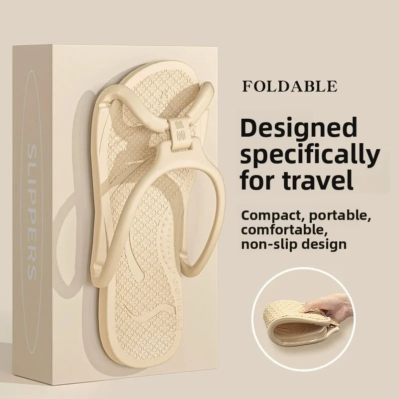 Foldable Travel Slippers Unisex EVA Flip Flops Hotel Non Slip Bathroom Indoor Outdoor Portable Lightweight Comfortable - Bear Hugs