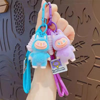 Standing Labubu Flocking Keychain