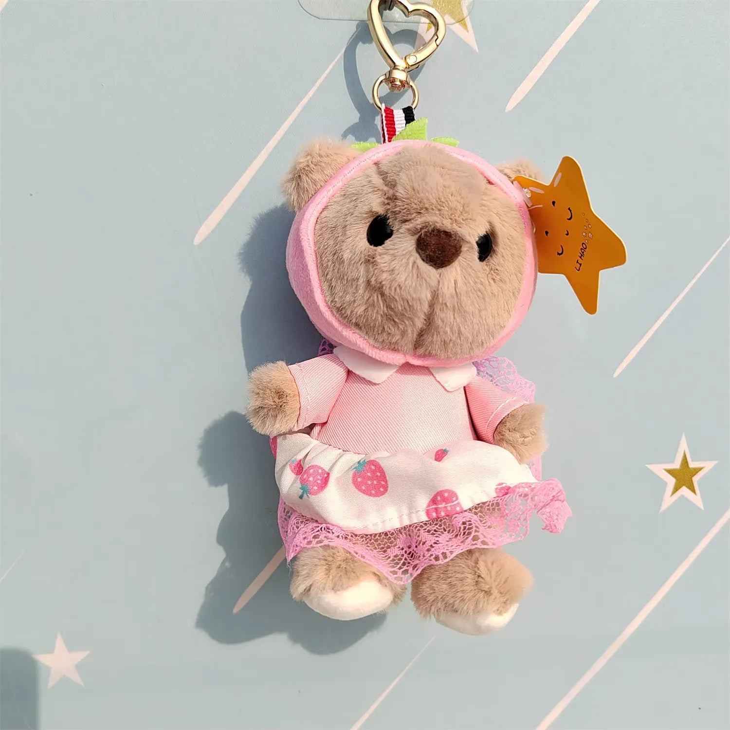 Cozy Frock Bear Plush Keychain