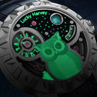 Lucky Harvey OWL Series Men's Mechanical Watch 28800 VPH 40H Power Reserve 3D Relief Unique Wristwatch - Bear Hugs