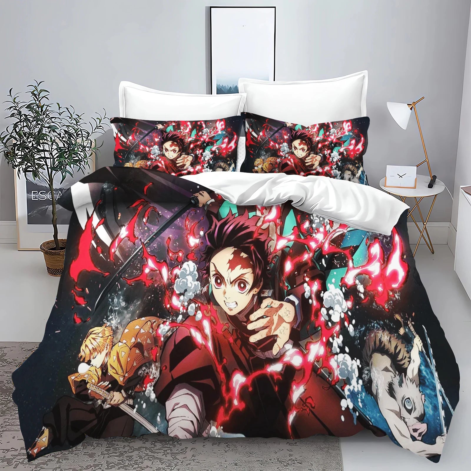Demon Slayer: Kimetsu no Yaiba kamado Nezuko Anime 100% Polyester Bedding Set Duvet Cover Set Printed Cartoon Home Decor - Bear Hugs