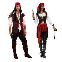 Pirates of the Caribbean Cosplay Captain Jack Sparrow Costume Men Women Female Male Female Carnival Halloween Sexy Set - Bear Hugs