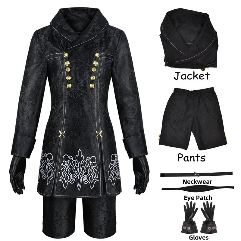 Anime Nier Automata Cosplay 9S Yorha 2B Cosplay Suit Male Women Outfit Wig Disguise Costume Plus Size Fancy Party Black Dress - Bear Hugs
