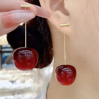 Crimson Charm Cherry Earrings