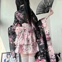 Traditional Japanese Pink & Black Kimono Dress - Bear Hugs
